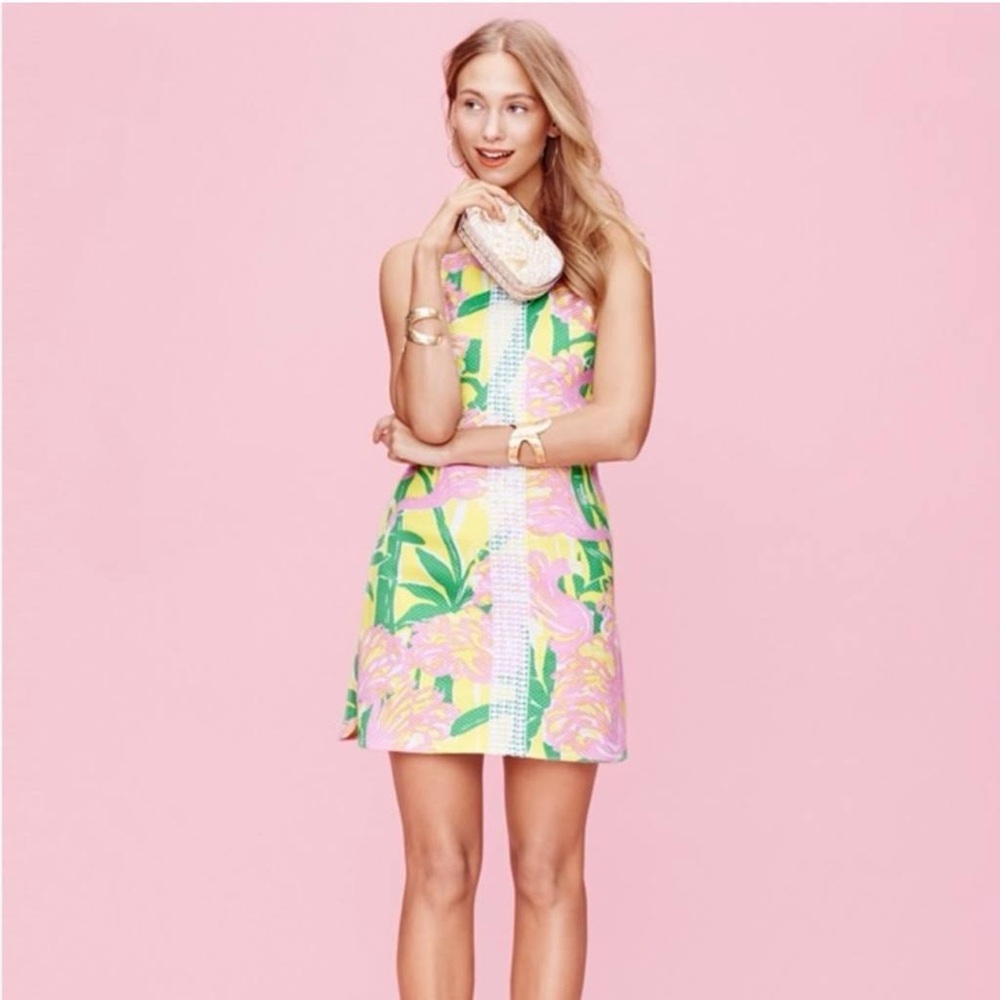 Lilly Pulitzer For Target Fan Dance Flamingo Fun Colorful Mini Dress Size 14